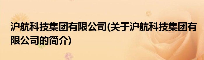 沪航科技集团有限公司(关于沪航科技集团有限公司的简介)(图1)